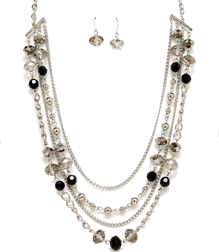 Elegant Silver Necklaceand Earrings Set