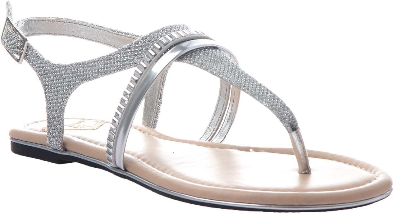 Flat Sandal Png Download Image - Womens Silver Sandals, Transparent Png PNG with transparent background