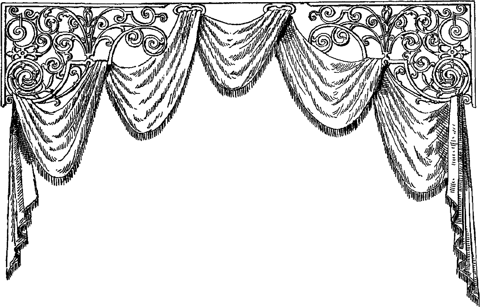 Elegant Stage Curtains Sketch PNG with transparent background