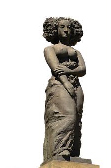 Elegant Stone Sculpture Female Figure PNG with transparent background