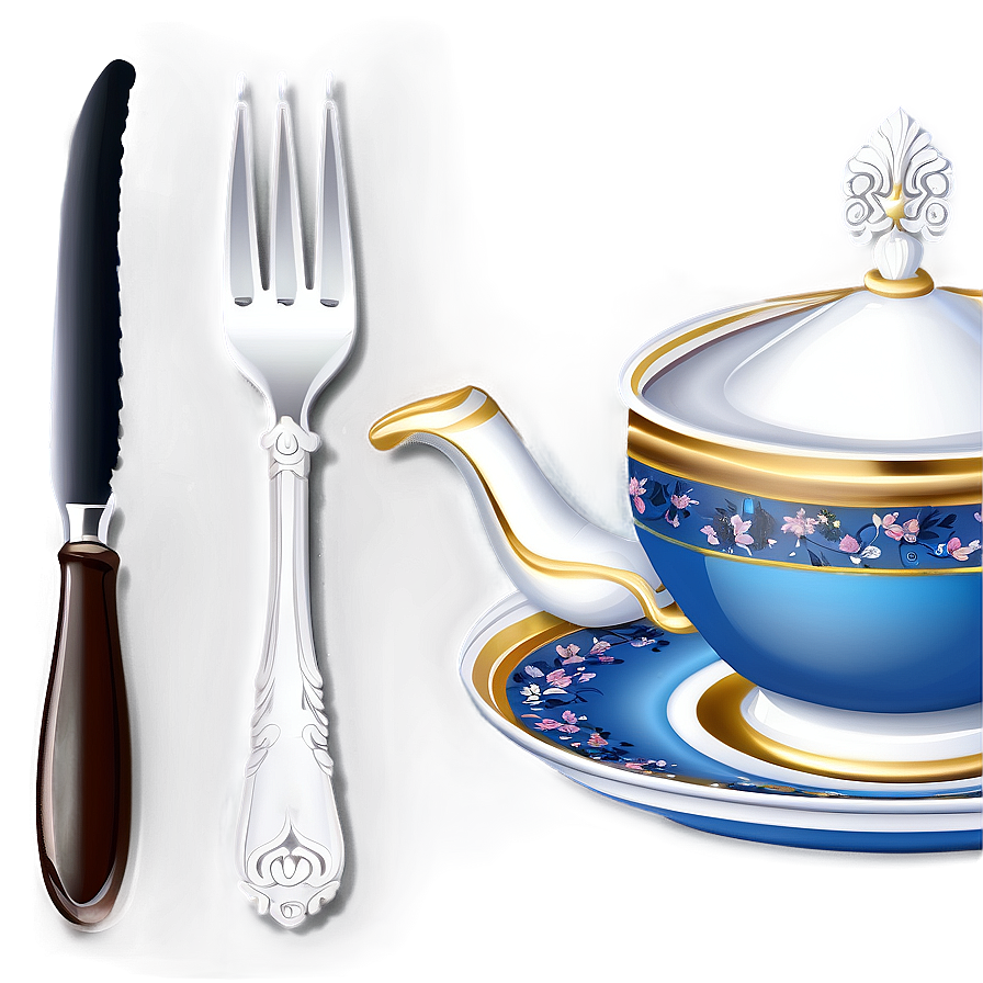 Elegant Tea Party Utensils PNG hsf PNG with transparent background