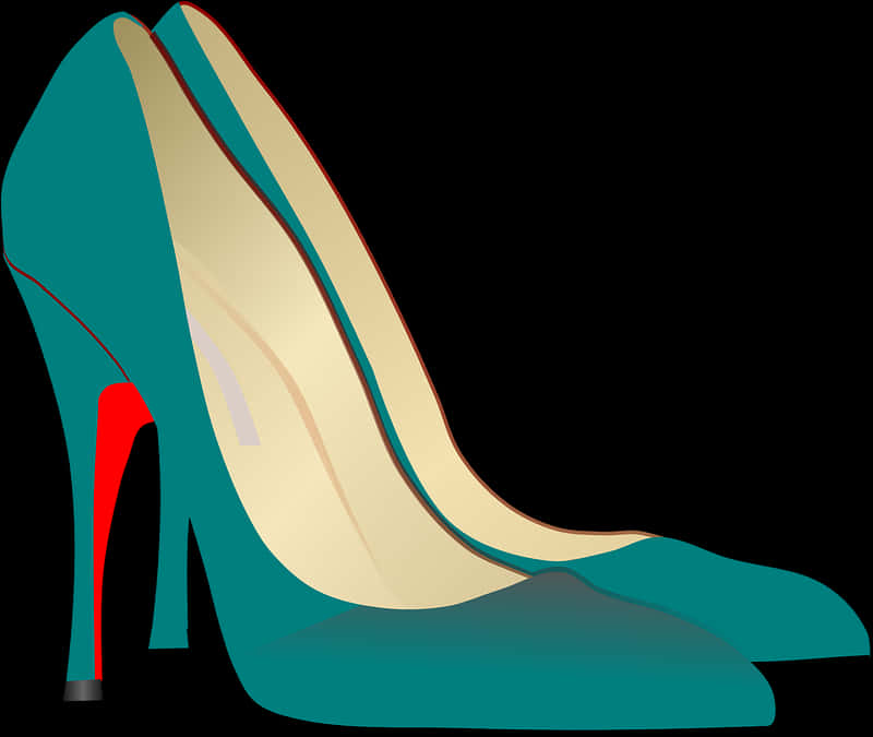 Elegant Teal Stiletto Shoe PNG image with a transparent background, free high-resolution download