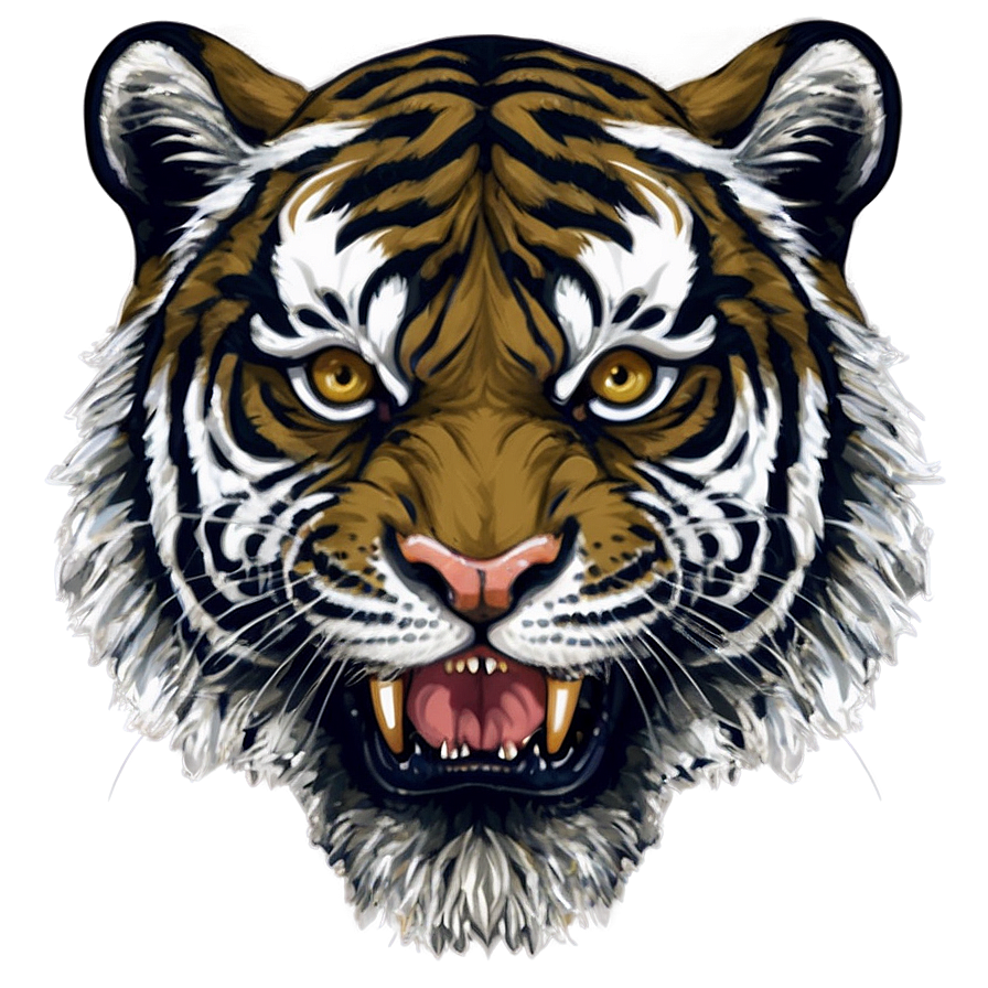 Elegant Tiger Face Outline Png 06252024