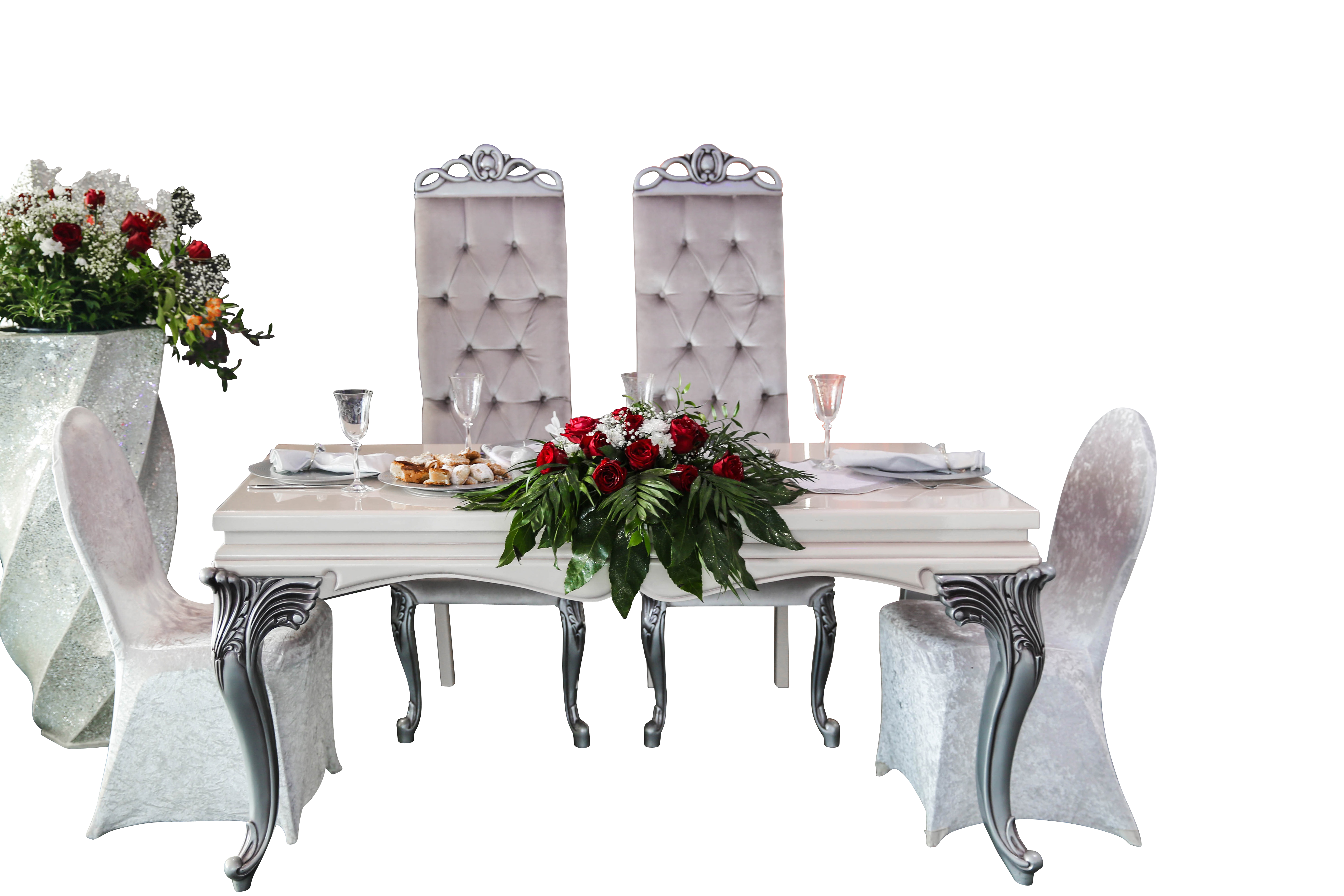 Elegant Wedding Head Table Setup PNG with transparent background