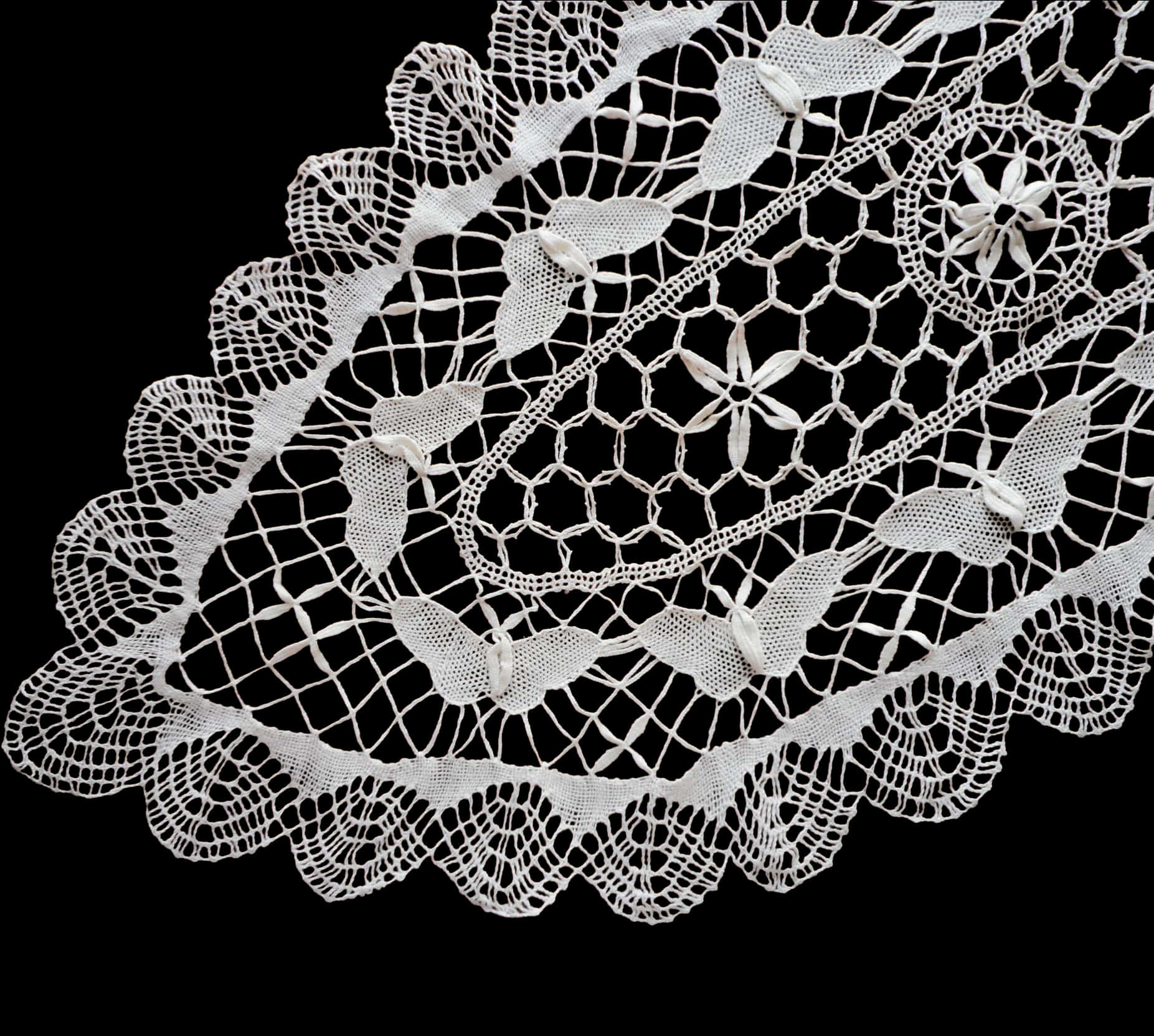 Elegant White Lace Pattern PNG with transparent background