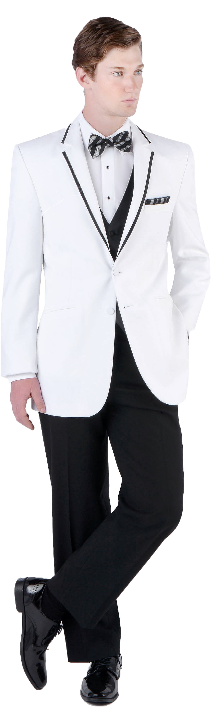 Elegant White Tuxedo Black Pants