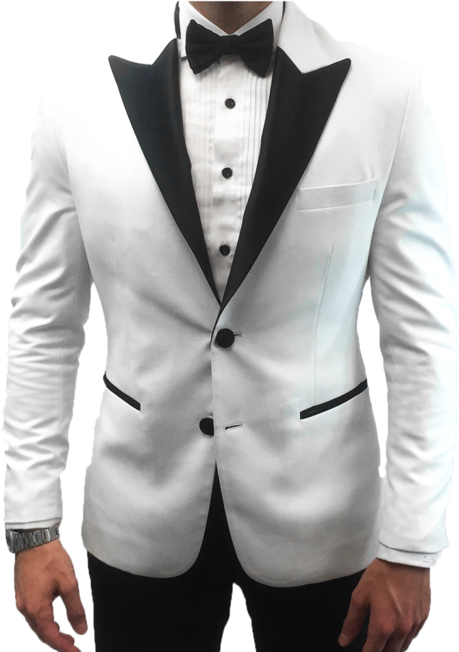 Elegant White Tuxedowith Black Trim