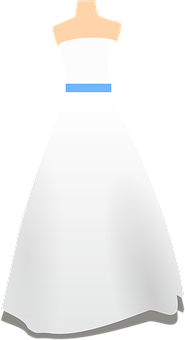 Elegant White Wedding Dress Clipart PNG with transparent background
