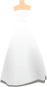 Elegant White Wedding Dress Graphic PNG with transparent background