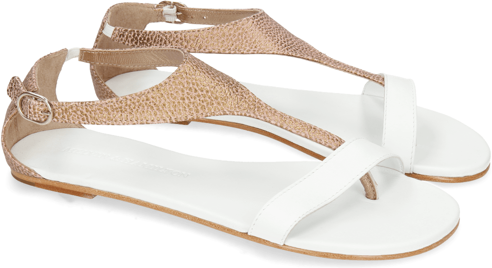Sandals Collete 4 Grafi Bronze Nappa White - Flip-flops, HD Png Download PNG with transparent background