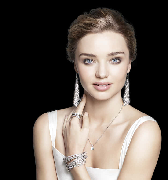 Elegant Woman Jewelry Portrait PNG with transparent background