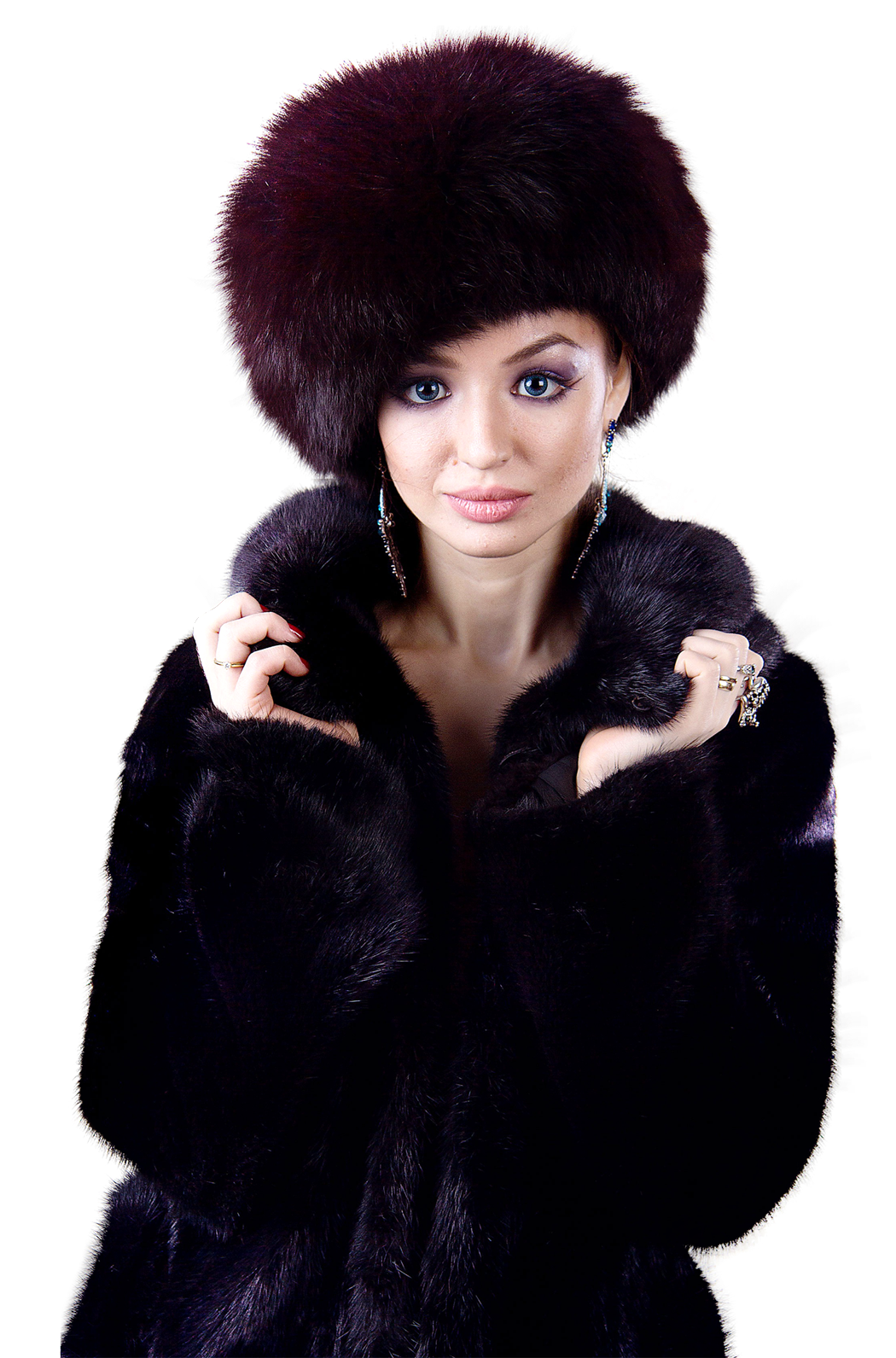 Elegant Womanin Fur PNG with transparent background