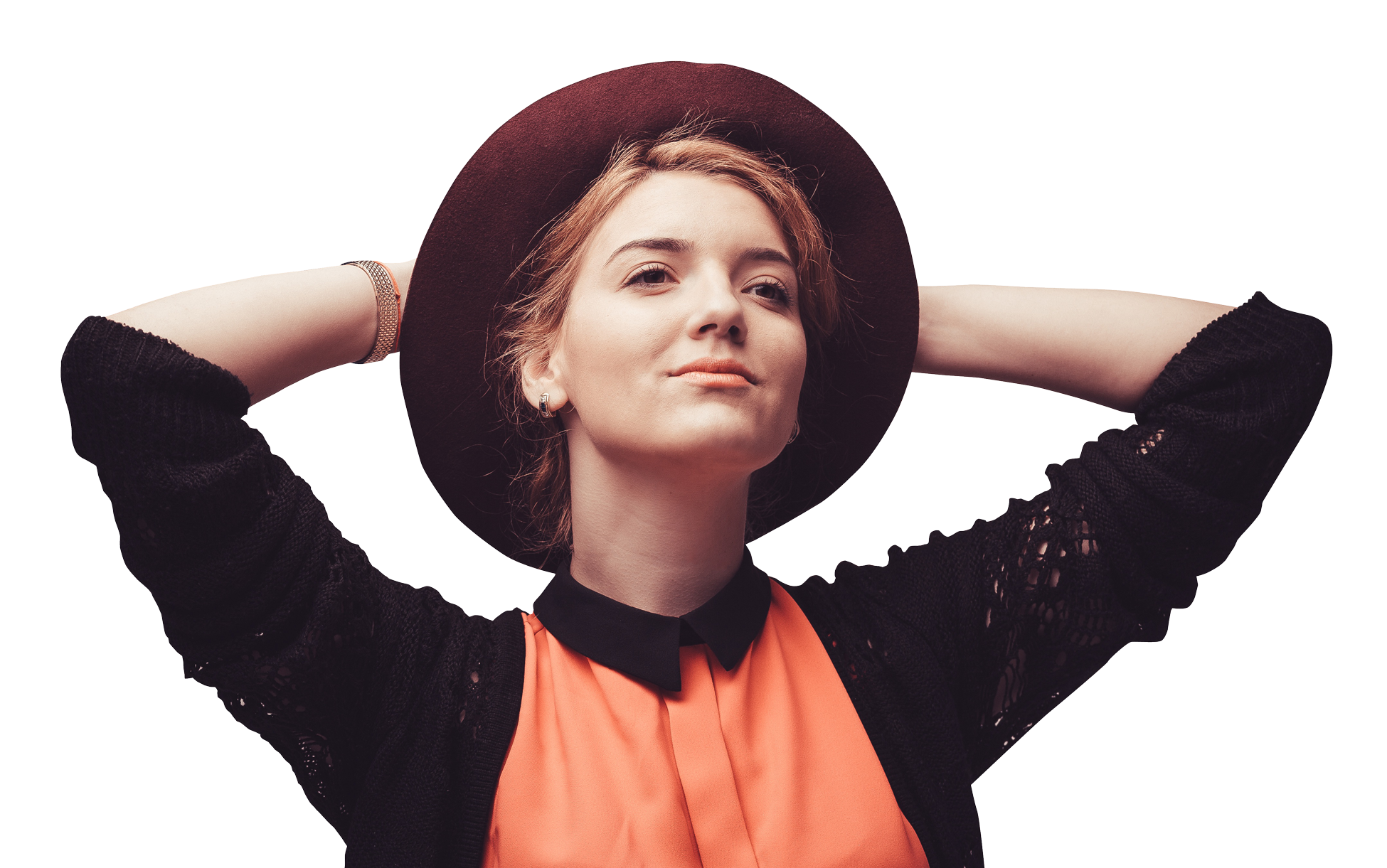 Elegant Womanin Hat PNG with transparent background