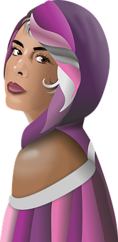 Elegant Womanin Purple Headscarf