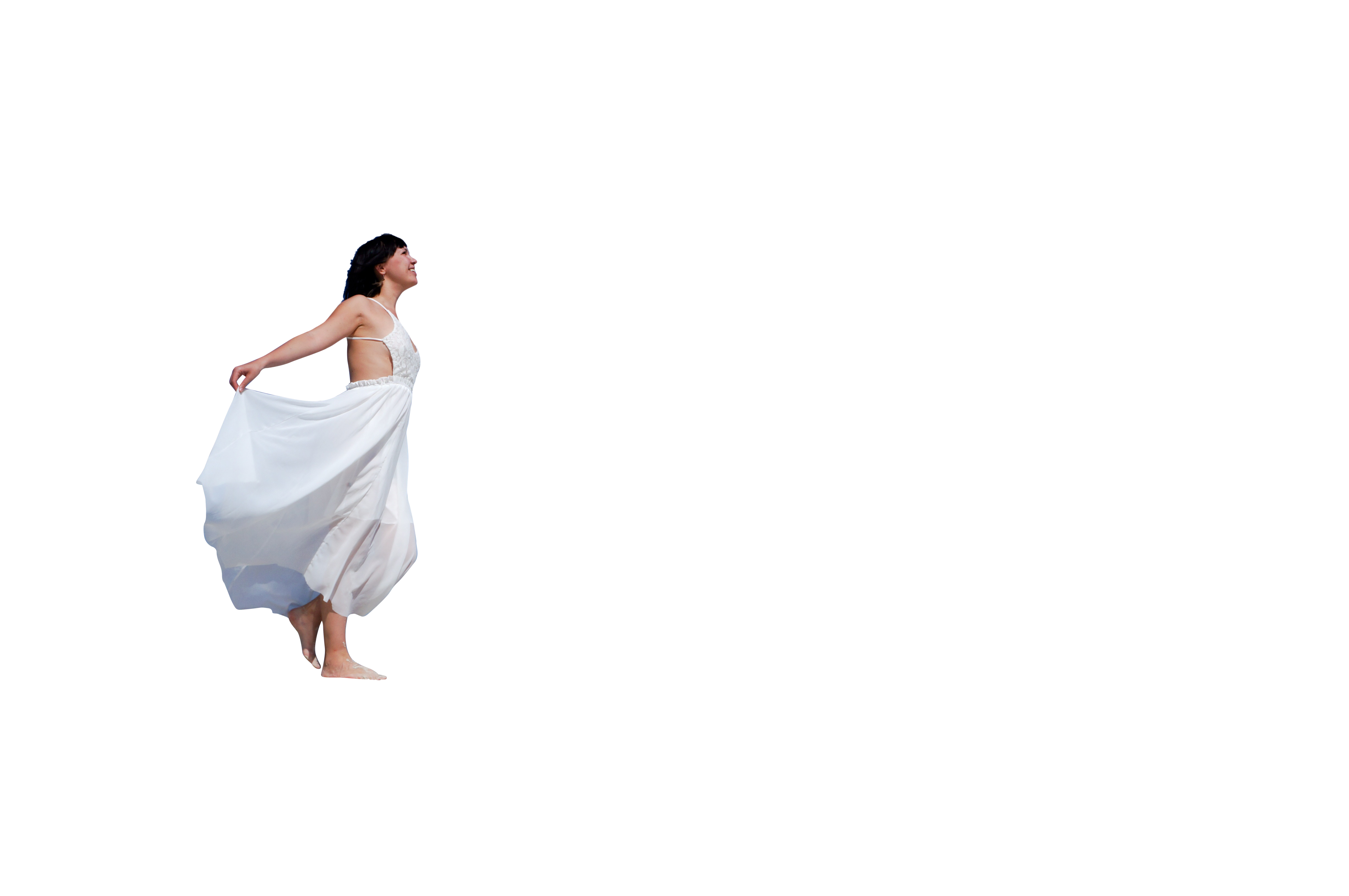 Elegant Womanin White Dress PNG with transparent background