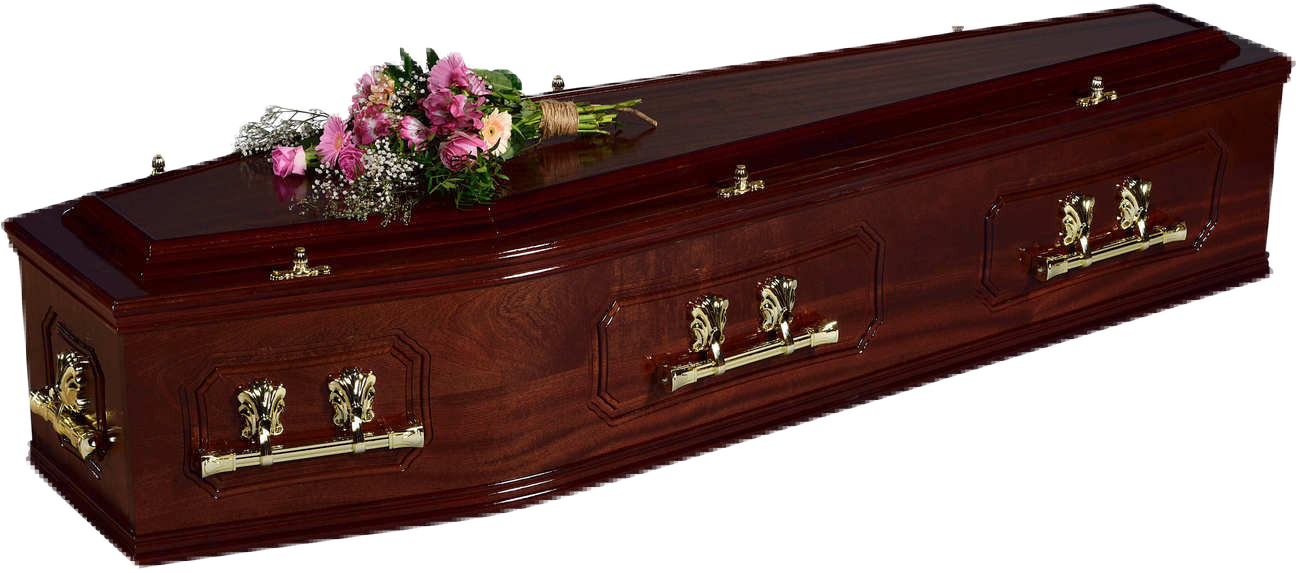 Elegant Wooden Casketwith Floral Tribute