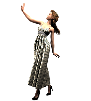 Elegant3 D Model Girl Reaching Out PNG with transparent background