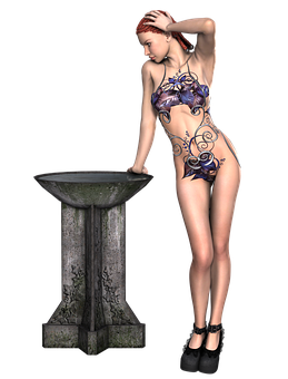 Elegant3 D Model Girlby Pedestal