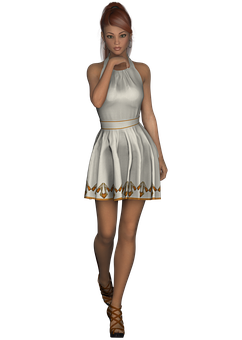 Elegant3 D Modelin White Dress