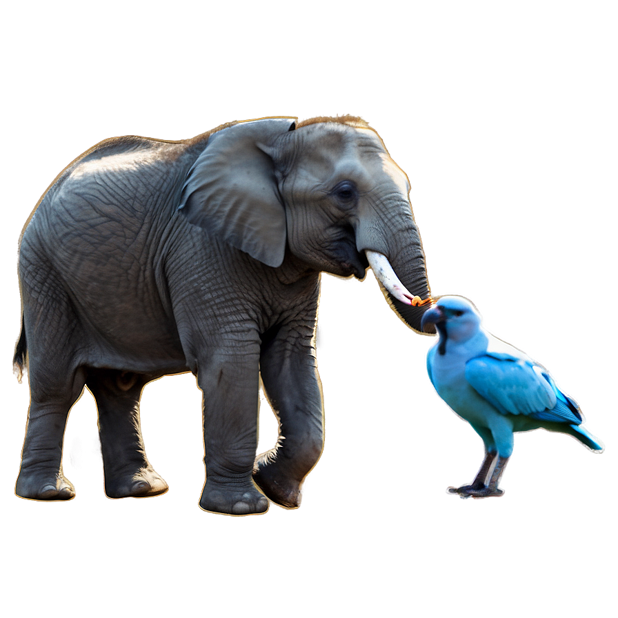 Elephant And Bird Friendship Png 05032024