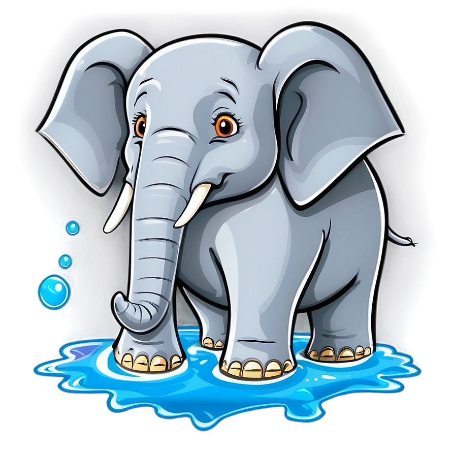 Elephant Cartoon In Water Png 06212024