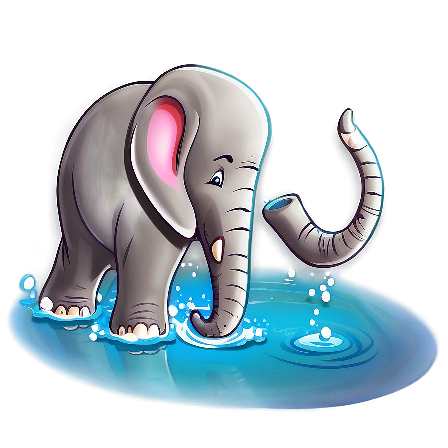 Elephant Cartoon In Water Png 19