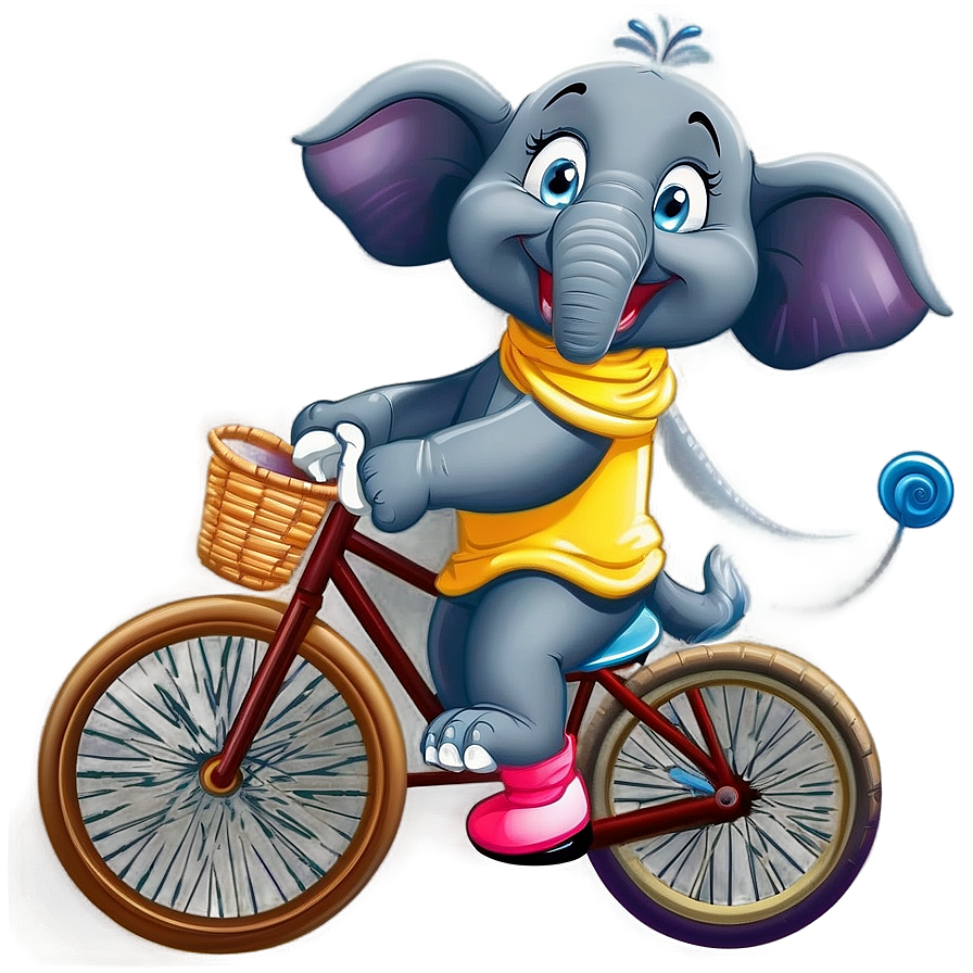 Elephant Cartoon On Bike Png 06212024