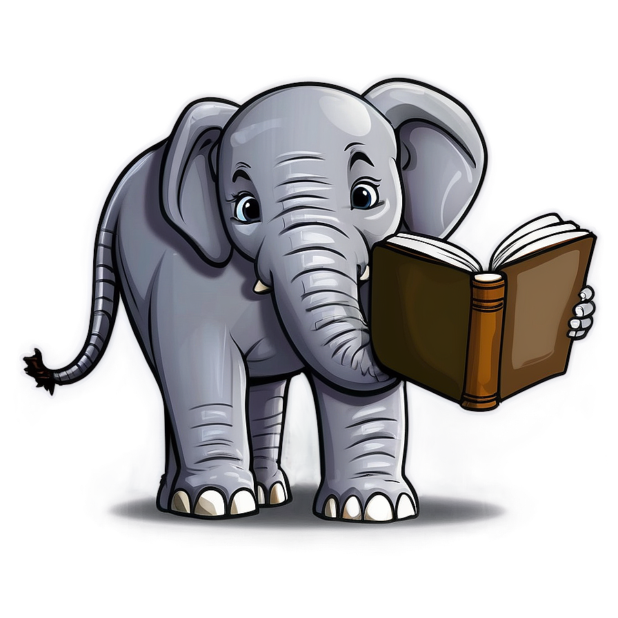 Elephant Cartoon With Book Png Cds