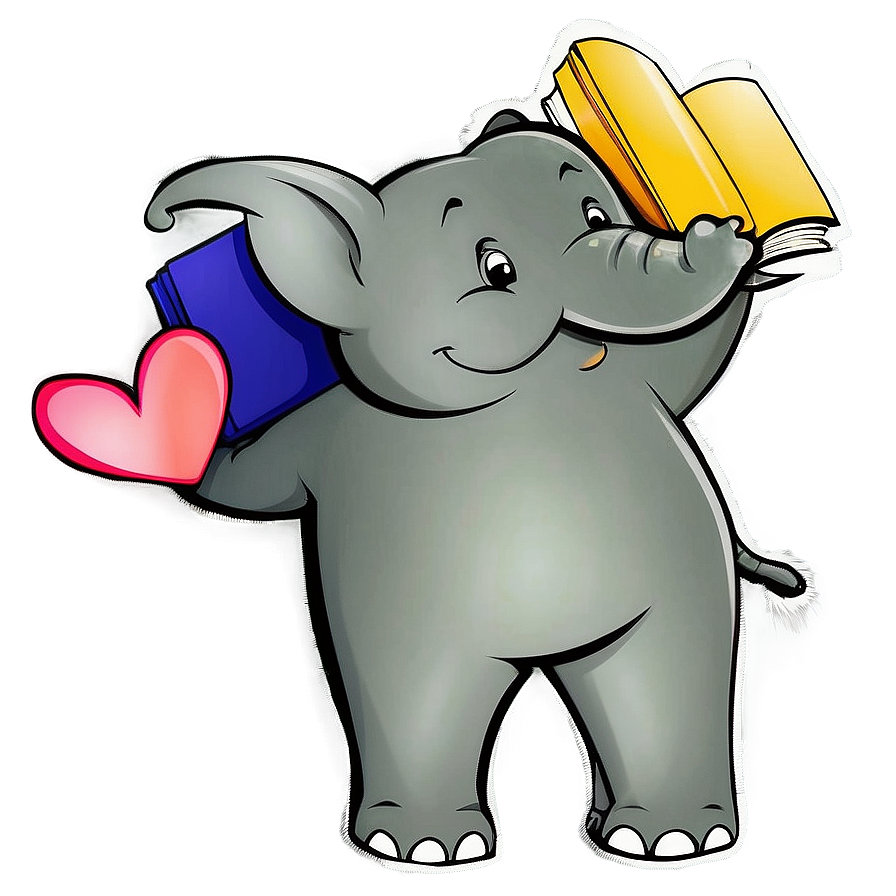 Elephant Cartoon With Book Png Wey