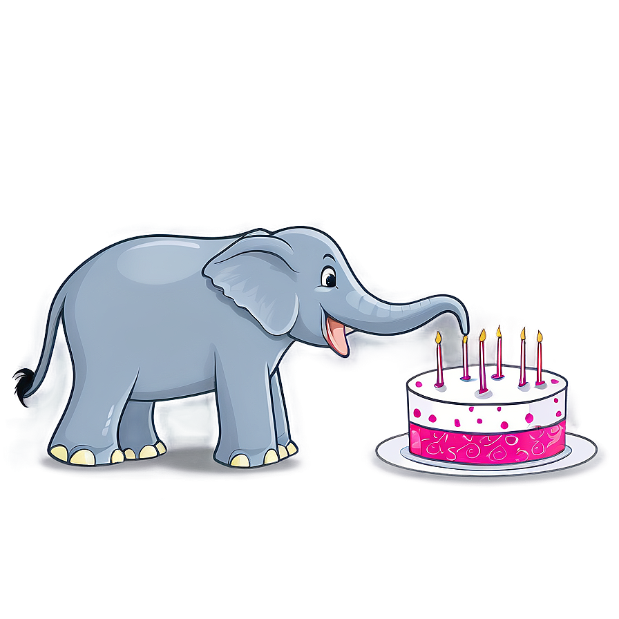 Elephant Cartoon With Cake Png 06212024