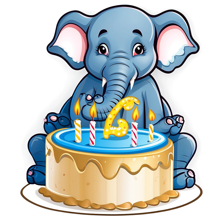 Elephant Cartoon With Cake Png 06212024