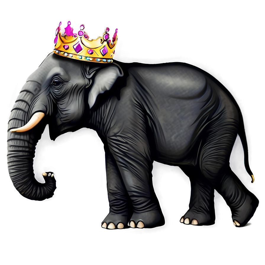 Elephant Cartoon With Crown Png Tun