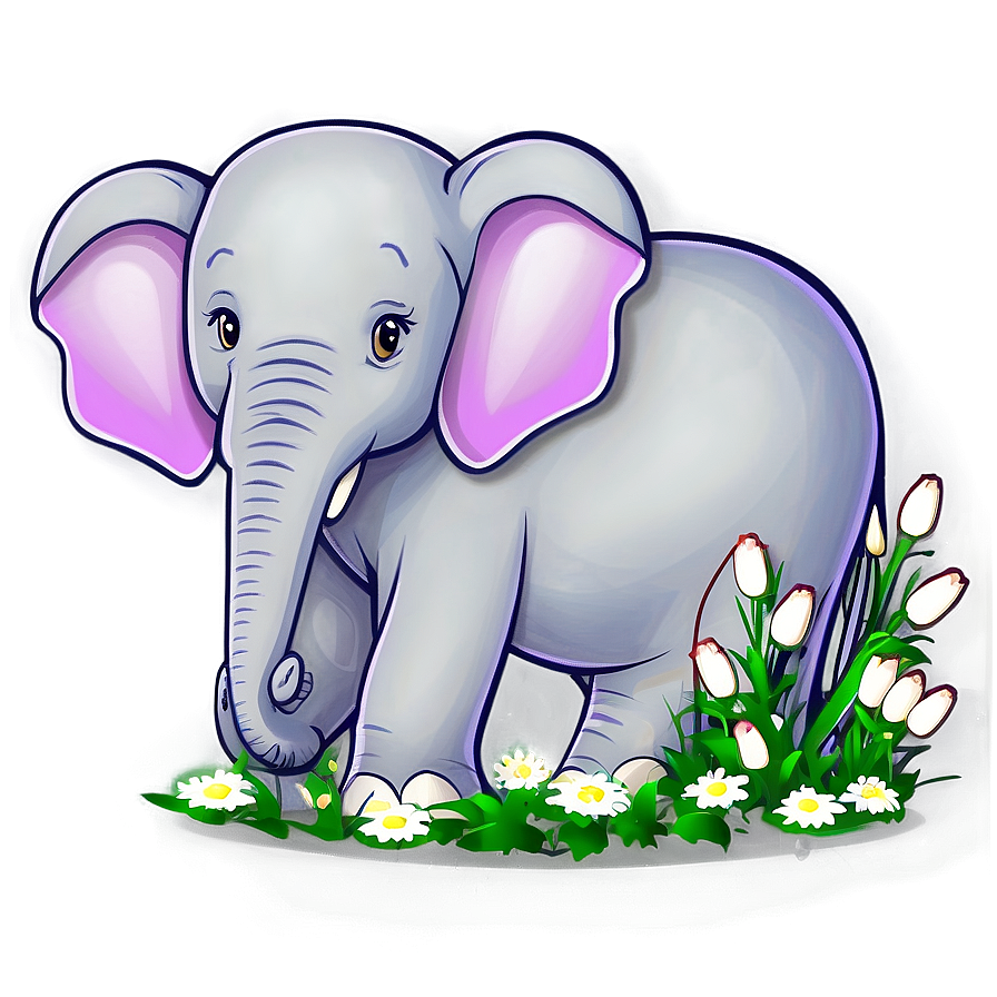 Elephant Cartoon With Flowers Png 56