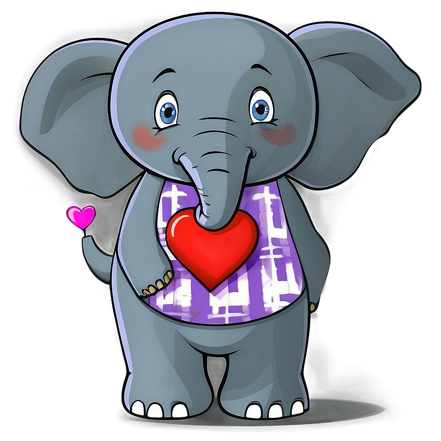 Elephant Cartoon With Heart Png Mmx