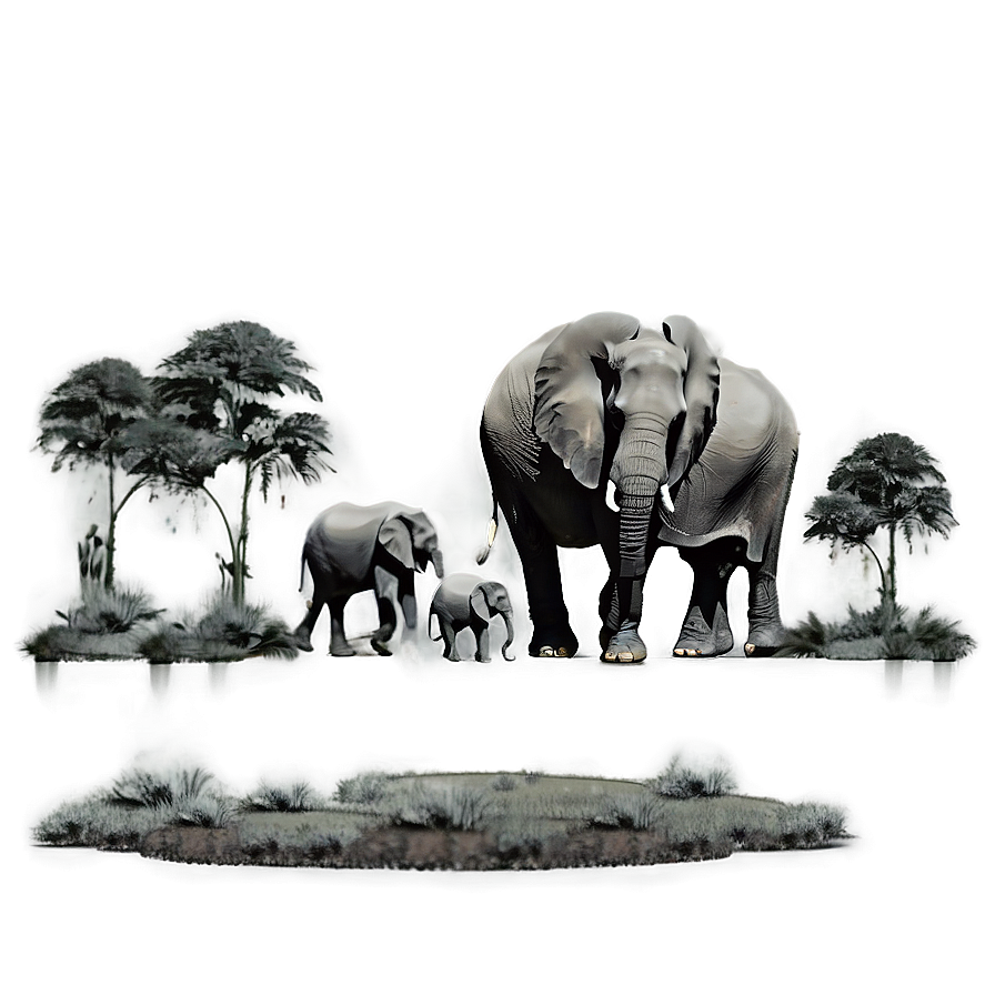 Elephant Family Illustration Png 05032024