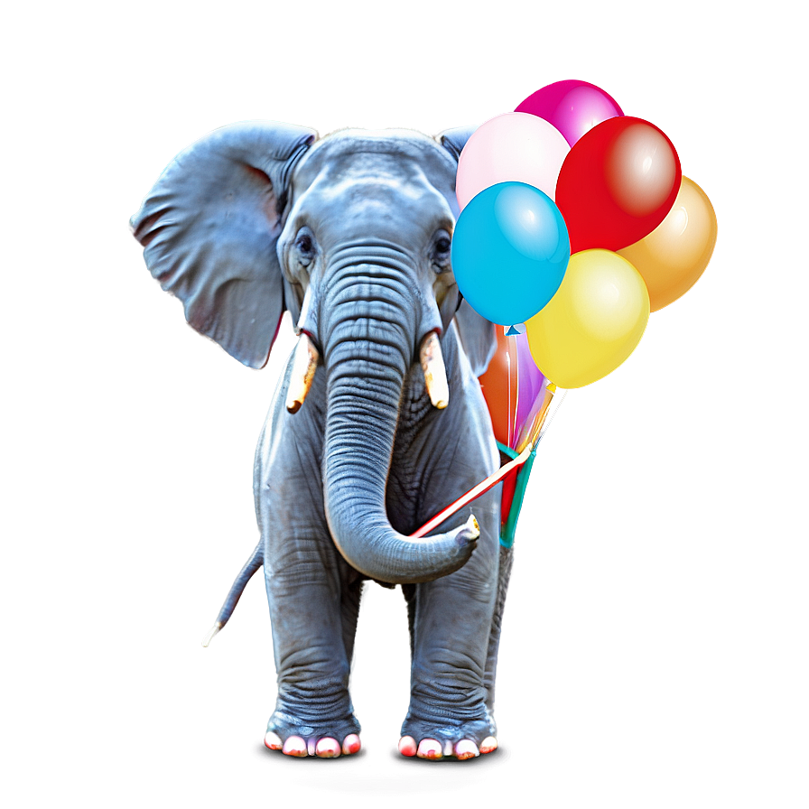 Elephant Holding Balloons Png 05032024