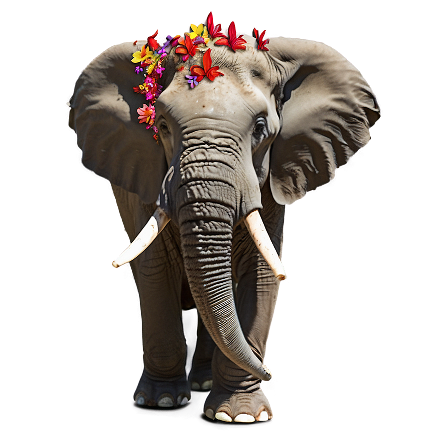 Elephant In Field Of Flowers Png 05032024