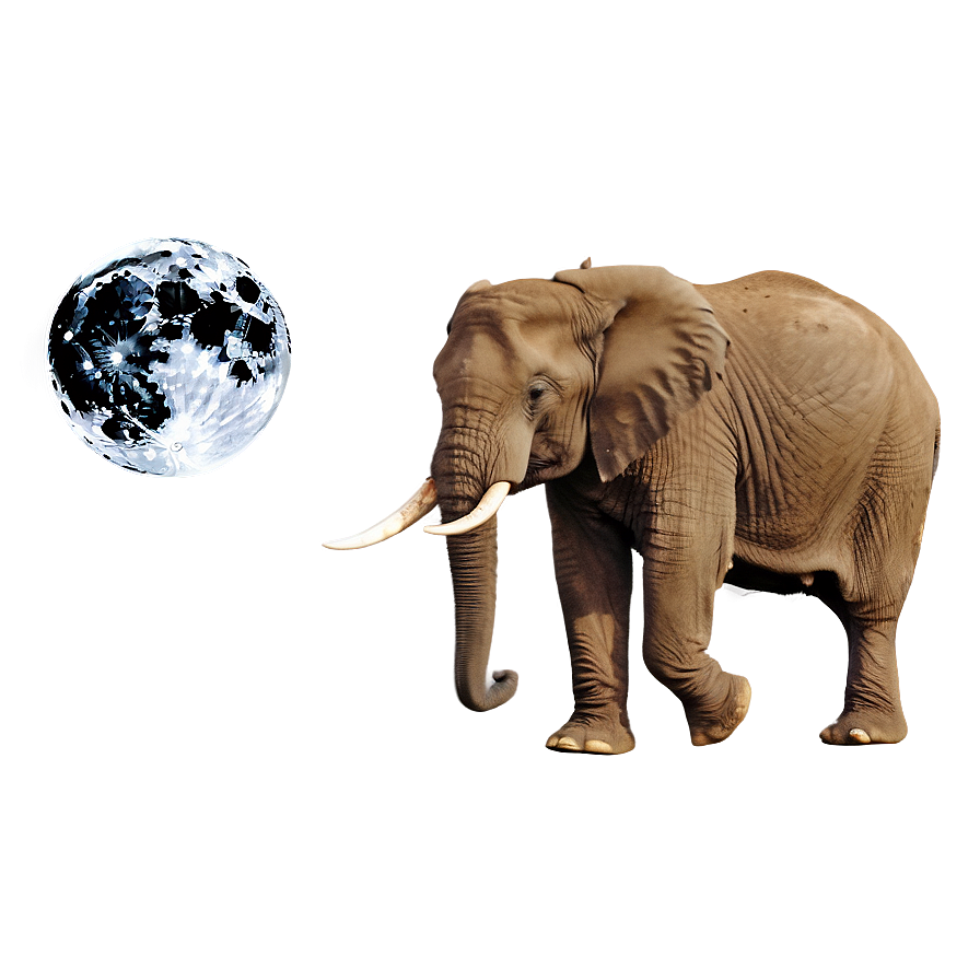 Elephant In Full Moon Night Png Fus