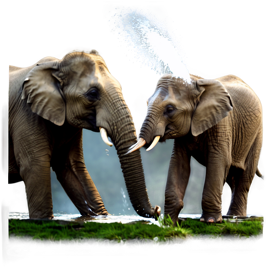 Elephant Spraying Water Png 05032024