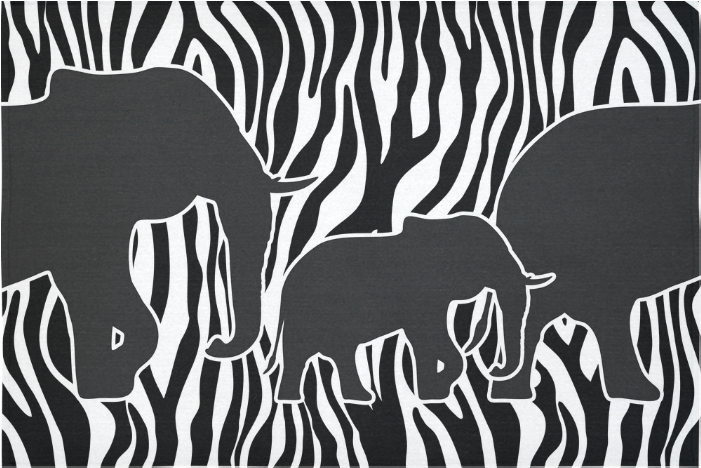Elephants To Zebra Stripes Black & White Cotton Linen - Zebra, HD Png Download PNG with transparent background