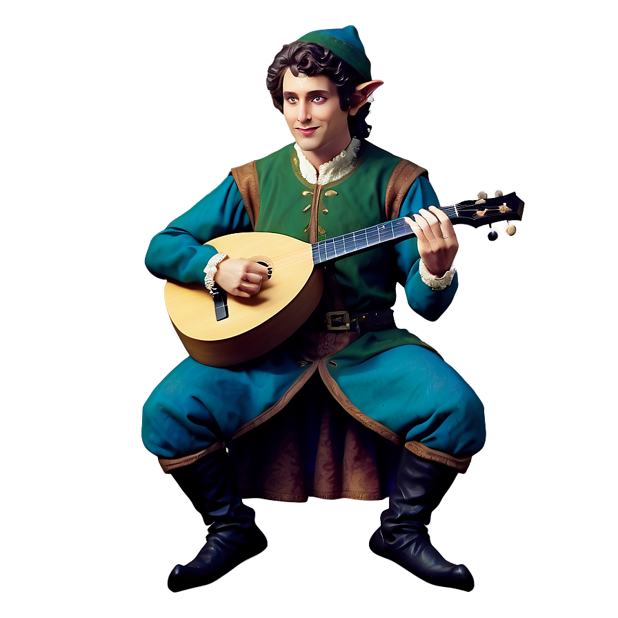 Elf Bard Playing Lute Png Lsb