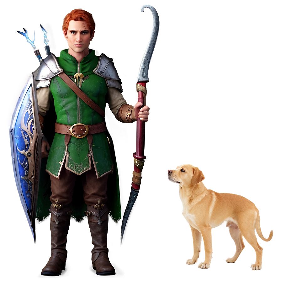 Elf Hunter With Pet Png 87