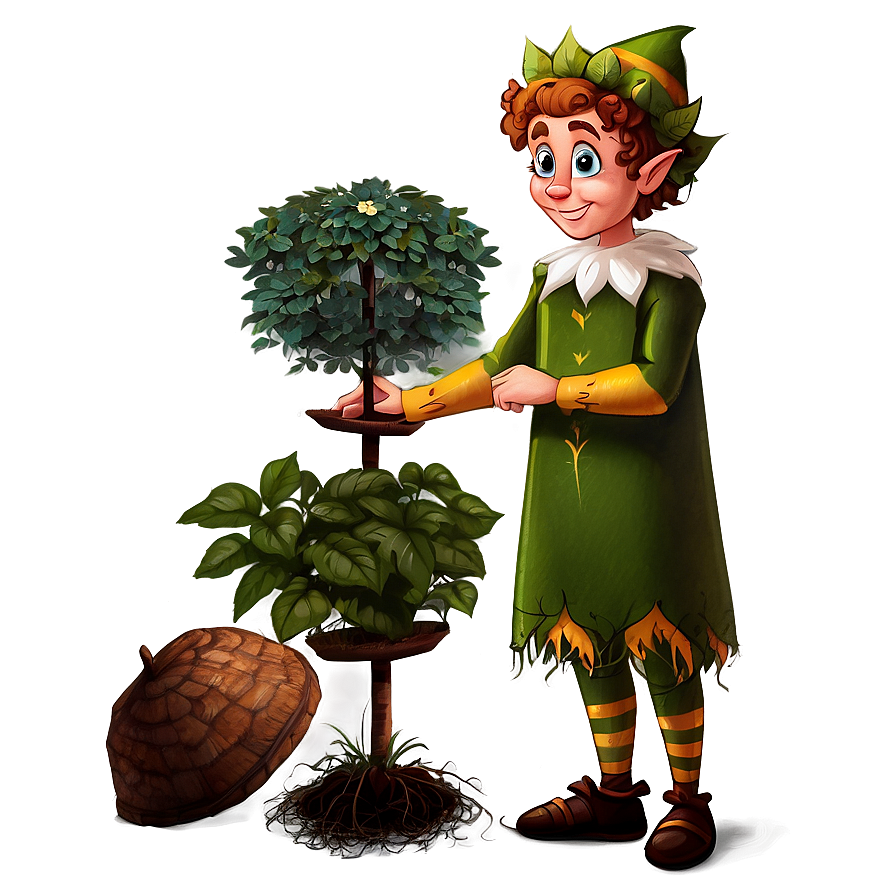 Elf Tending To Garden Png Kok