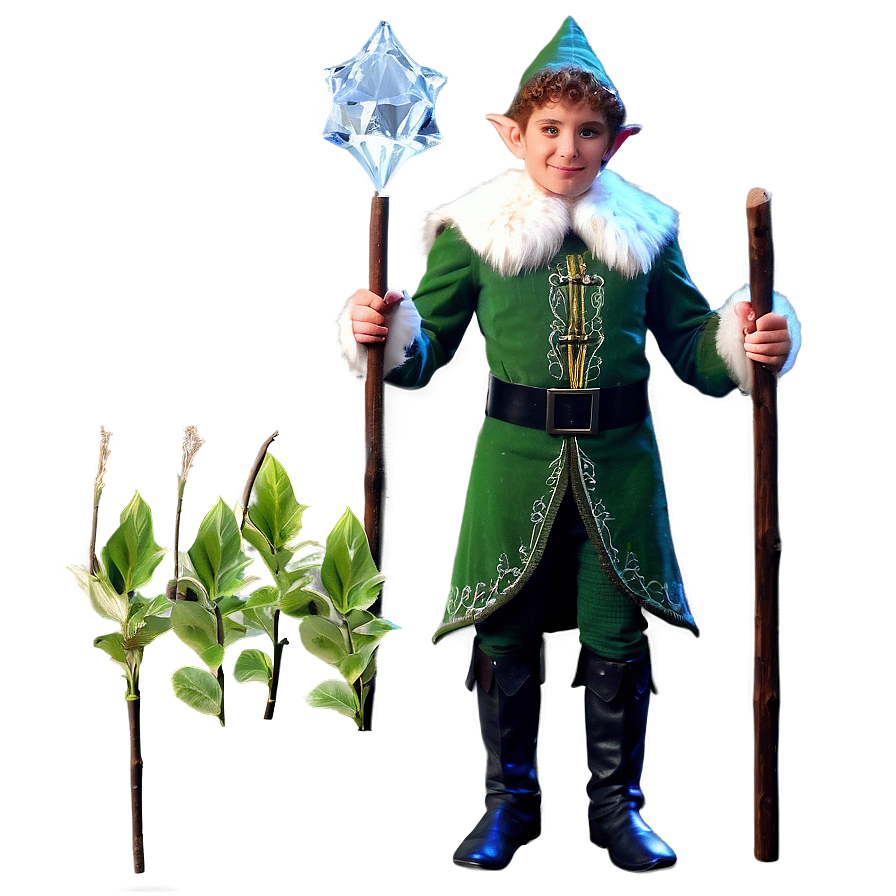 Elf With Crystal Staff Png Bjv