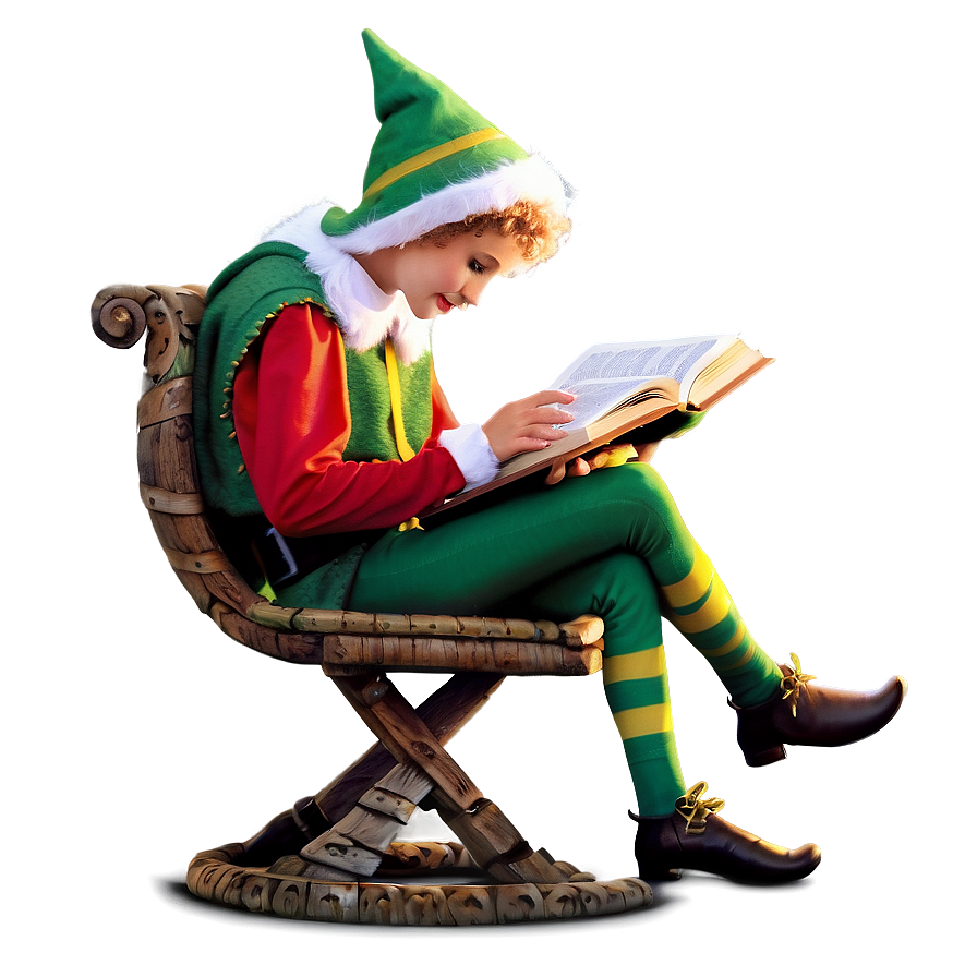 Elf With Magical Book Png Fba