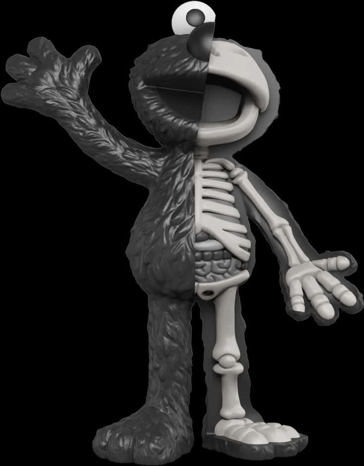 Elmo Anatomy Split View PNG with transparent background