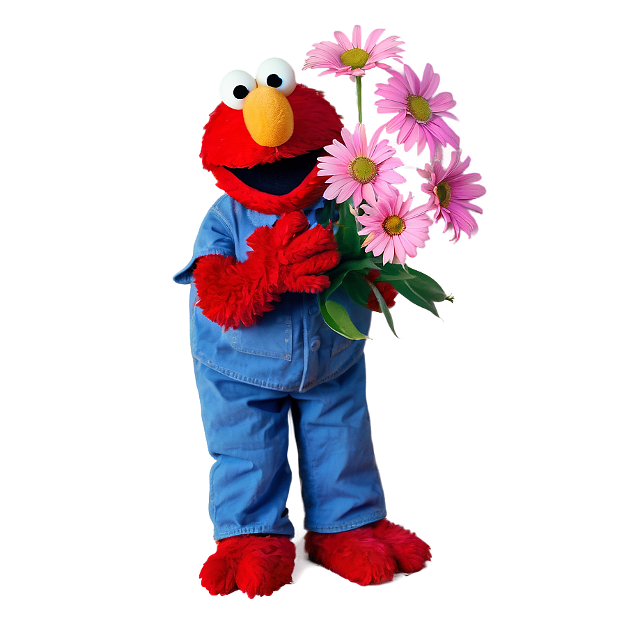 Elmo Holding Flower PNG 05032024 PNG with transparent background