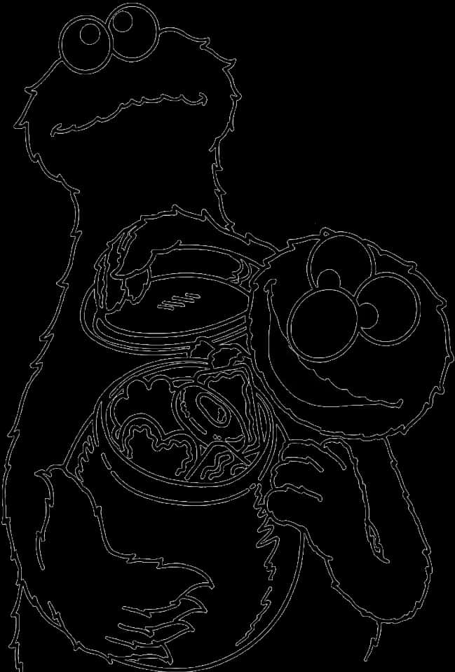 Elmo Outline Art PNG with transparent background