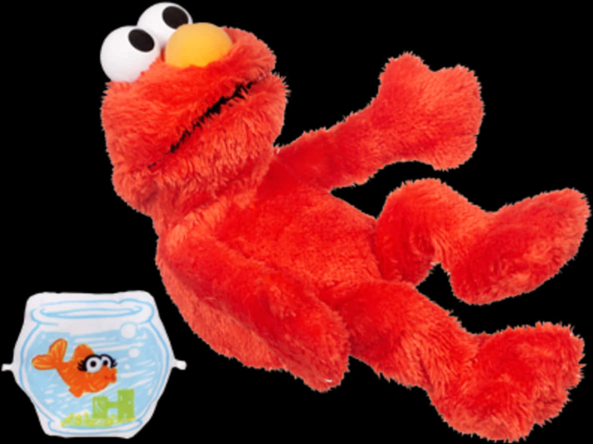 Elmo Plush Toy With Fish Bowl PNG with transparent background