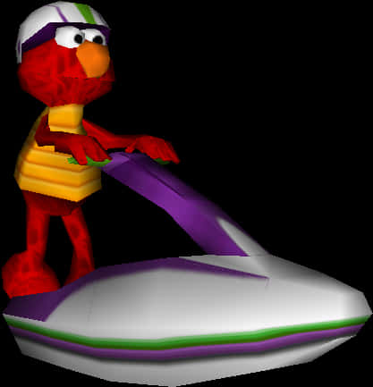 Elmo Riding Hovercraft3 D Render PNG with transparent background